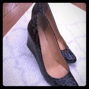 J Crew Leopard Wedge Heels - Size 8